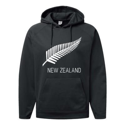 Black New Zealand Fern Black Proud Kiwi Nz Rugby Performance Fleece Hoodie