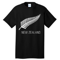 Black New Zealand Fern Black Proud Kiwi Nz Rugby Tall T-Shirt