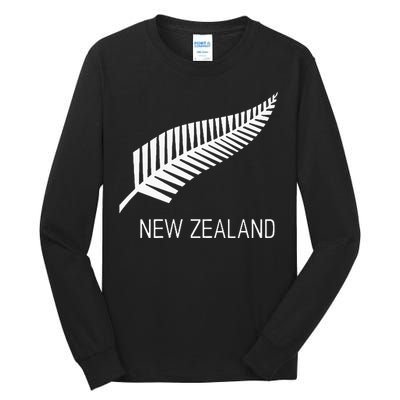 Black New Zealand Fern Black Proud Kiwi Nz Rugby Tall Long Sleeve T-Shirt