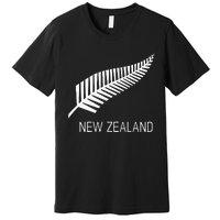 Black New Zealand Fern Black Proud Kiwi Nz Rugby Premium T-Shirt