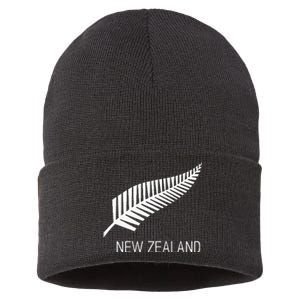 Black New Zealand Fern Black Proud Kiwi Nz Rugby Sustainable Knit Beanie