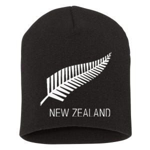 Black New Zealand Fern Black Proud Kiwi Nz Rugby Short Acrylic Beanie