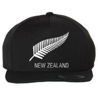 Black New Zealand Fern Black Proud Kiwi Nz Rugby Wool Snapback Cap