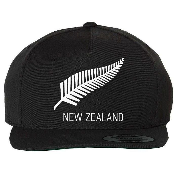 Black New Zealand Fern Black Proud Kiwi Nz Rugby Wool Snapback Cap