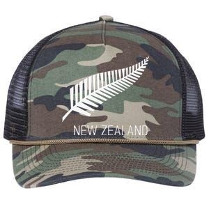 Black New Zealand Fern Black Proud Kiwi Nz Rugby Retro Rope Trucker Hat Cap