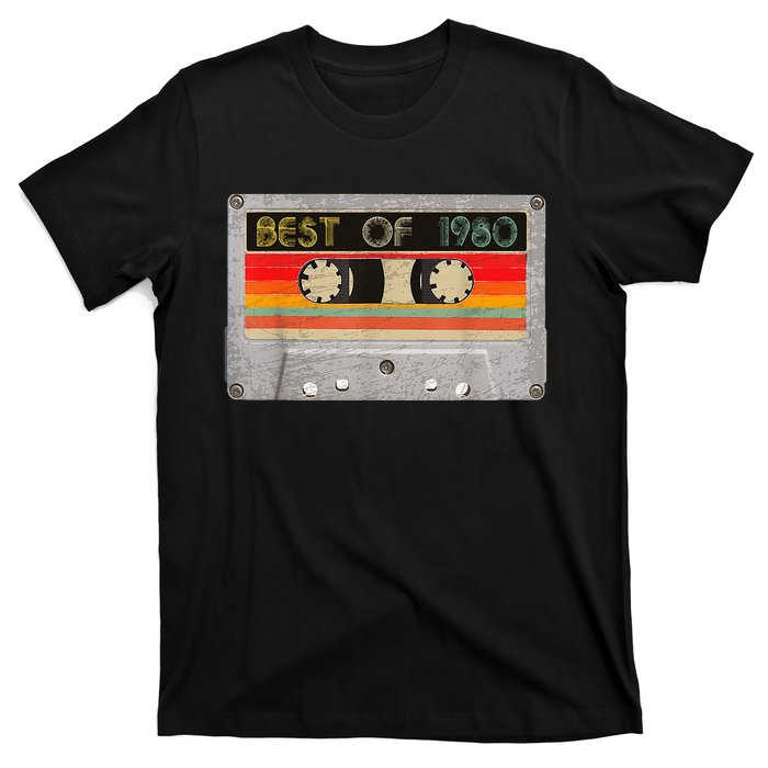 Best Of 1980 43rd Birthday Gift Cassette Tape Vintage T-Shirt