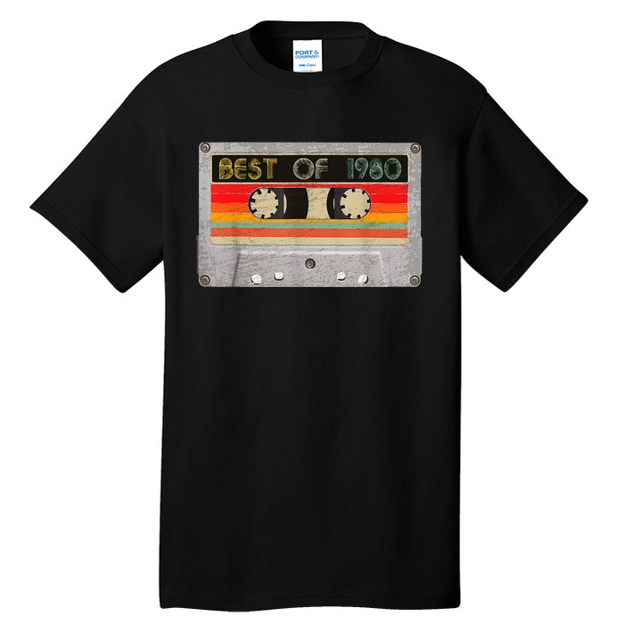 Best Of 1980 43rd Birthday Gift Cassette Tape Vintage Tall T-Shirt