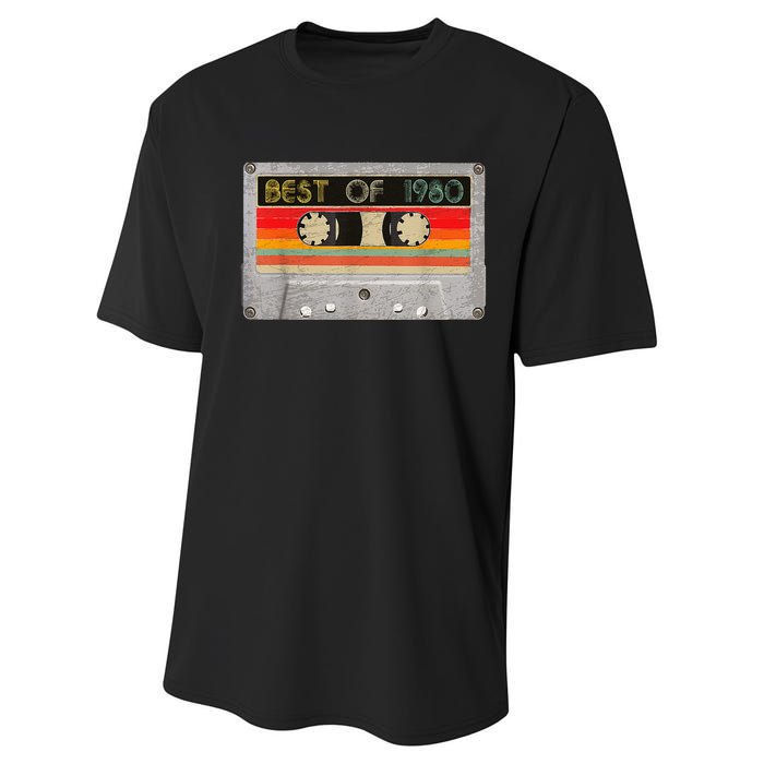 Best Of 1980 43rd Birthday Gift Cassette Tape Vintage Performance Sprint T-Shirt