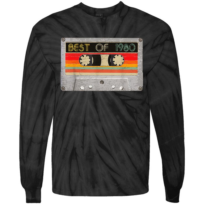 Best Of 1980 43rd Birthday Gift Cassette Tape Vintage Tie-Dye Long Sleeve Shirt