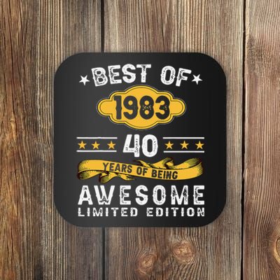 Best Of 1983 40 Years Old Gifts 40th Birthday Gift For Coaster