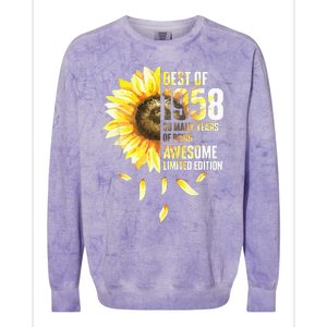 Best Of 1958 Sunflower Year Of Birth Birthday Colorblast Crewneck Sweatshirt