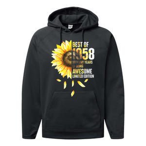 Best Of 1958 Sunflower Year Of Birth Birthday Performance Fleece Hoodie