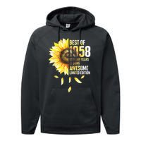 Best Of 1958 Sunflower Year Of Birth Birthday Performance Fleece Hoodie