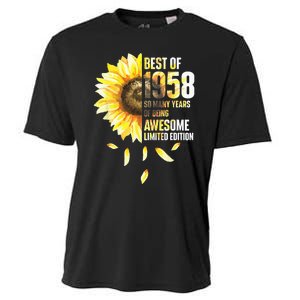 Best Of 1958 Sunflower Year Of Birth Birthday Cooling Performance Crew T-Shirt