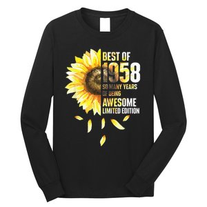 Best Of 1958 Sunflower Year Of Birth Birthday Long Sleeve Shirt