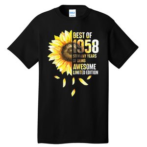 Best Of 1958 Sunflower Year Of Birth Birthday Tall T-Shirt