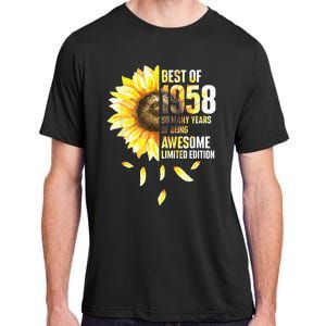 Best Of 1958 Sunflower Year Of Birth Birthday Adult ChromaSoft Performance T-Shirt