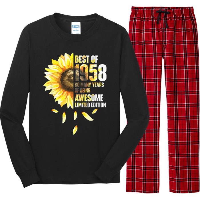 Best Of 1958 Sunflower Year Of Birth Birthday Long Sleeve Pajama Set