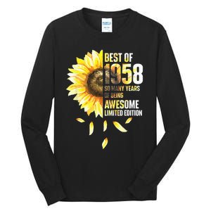 Best Of 1958 Sunflower Year Of Birth Birthday Tall Long Sleeve T-Shirt