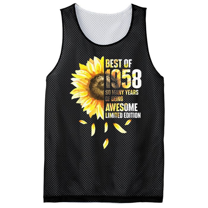 Best Of 1958 Sunflower Year Of Birth Birthday Mesh Reversible Basketball Jersey Tank