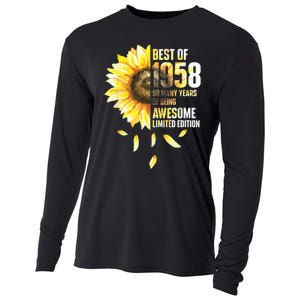 Best Of 1958 Sunflower Year Of Birth Birthday Cooling Performance Long Sleeve Crew