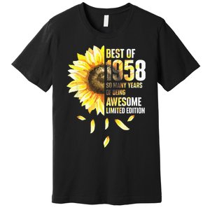 Best Of 1958 Sunflower Year Of Birth Birthday Premium T-Shirt