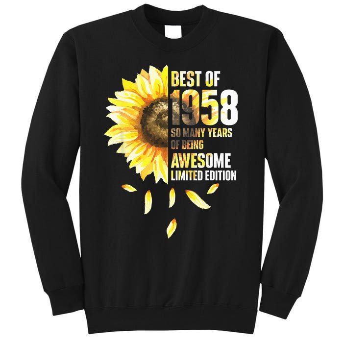 Best Of 1958 Sunflower Year Of Birth Birthday Tall Sweatshirt