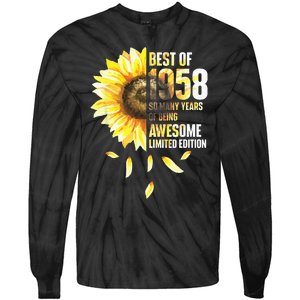 Best Of 1958 Sunflower Year Of Birth Birthday Tie-Dye Long Sleeve Shirt