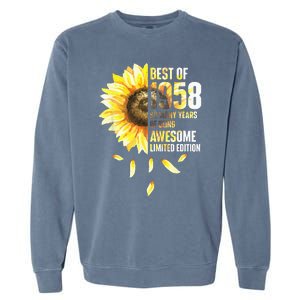 Best Of 1958 Sunflower Year Of Birth Birthday Garment-Dyed Sweatshirt