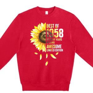 Best Of 1958 Sunflower Year Of Birth Birthday Premium Crewneck Sweatshirt