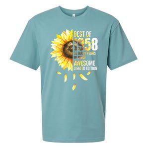 Best Of 1958 Sunflower Year Of Birth Birthday Sueded Cloud Jersey T-Shirt