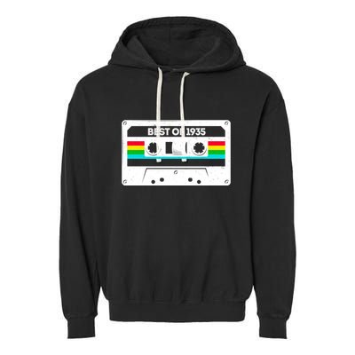 Best Of 1935 Retro 90th Birthday Mixtape Garment-Dyed Fleece Hoodie