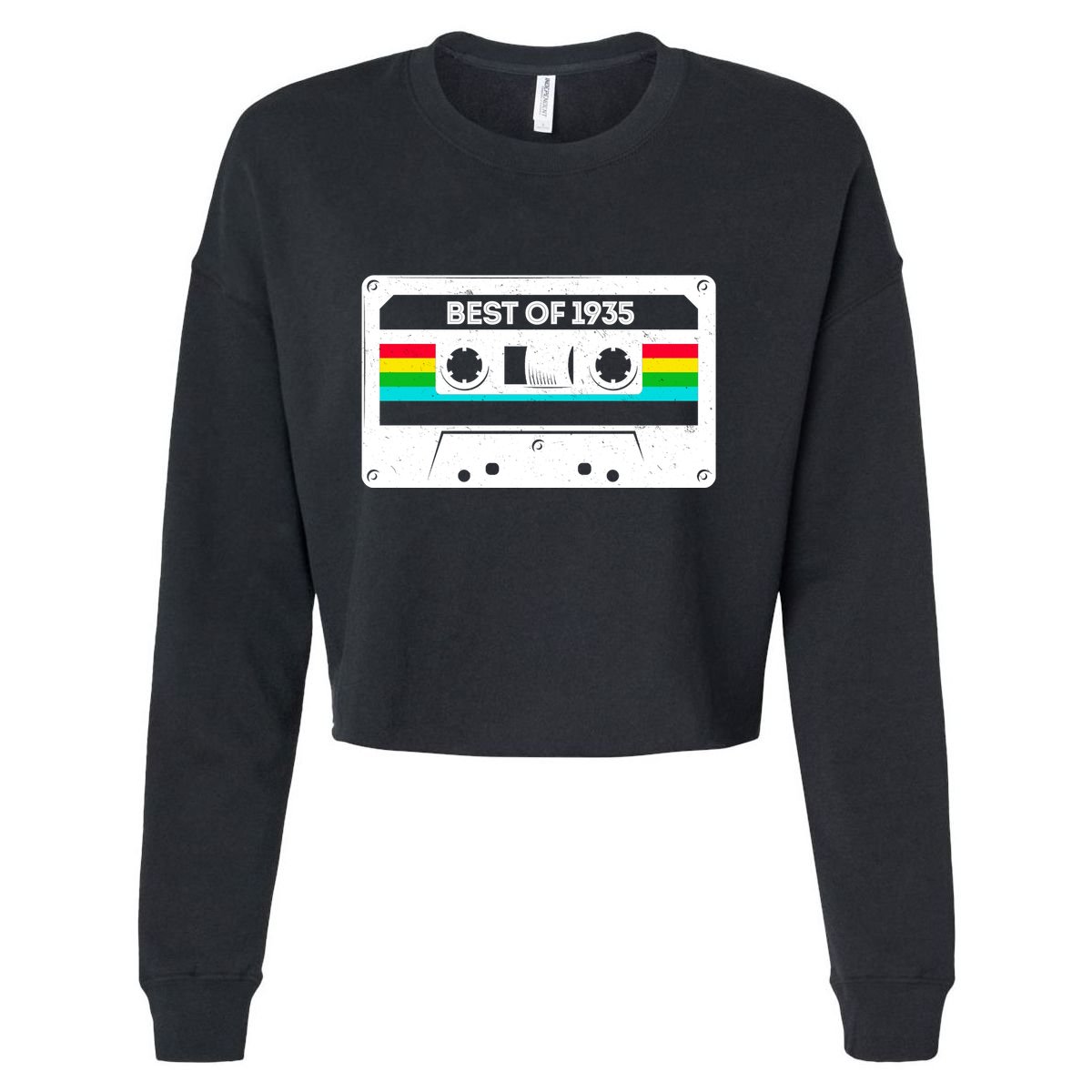 Best Of 1935 Retro 90th Birthday Mixtape Cropped Pullover Crew