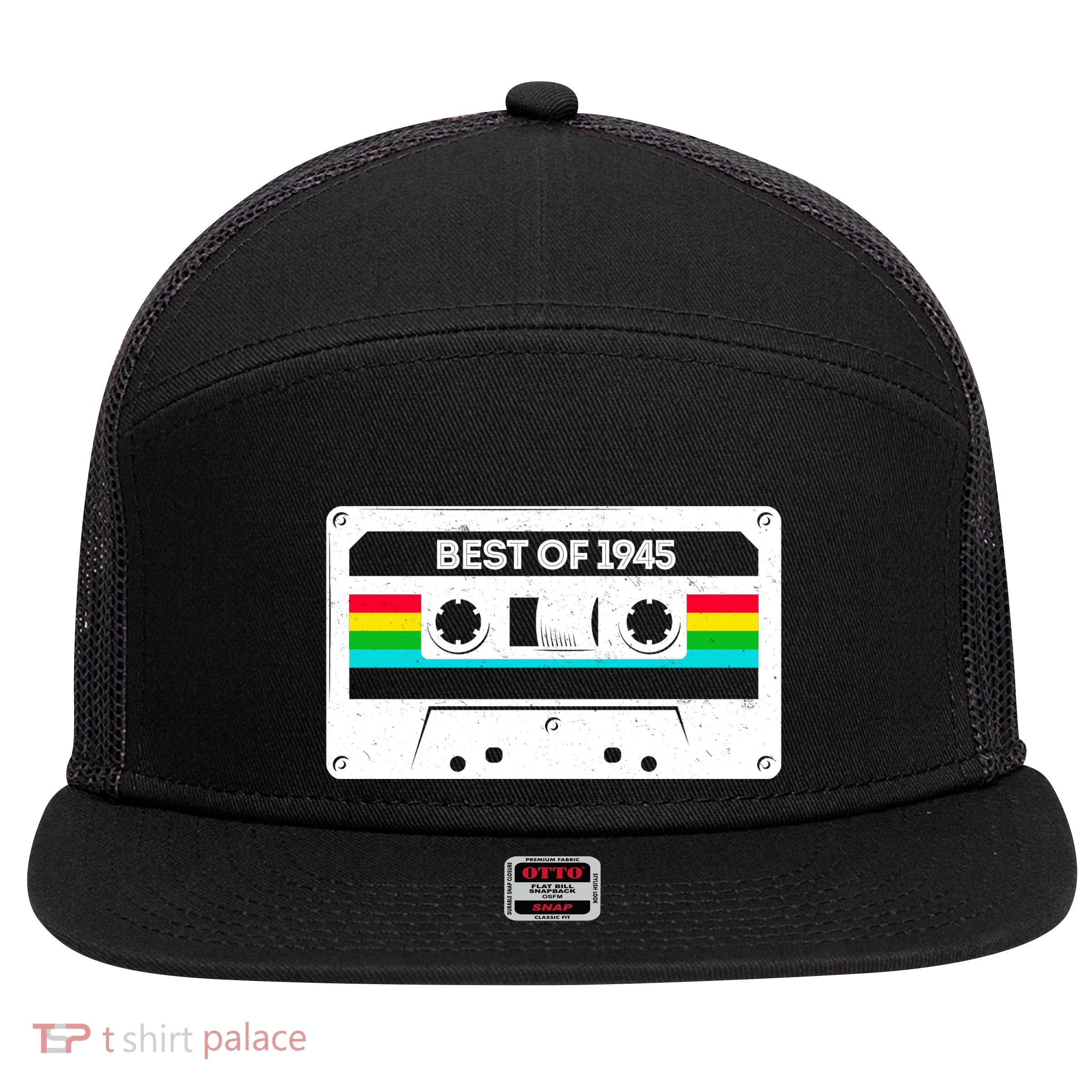 Best Of 1945 Retro 80th Birthday Mixtape 7 Panel Mesh Trucker Snapback Hat