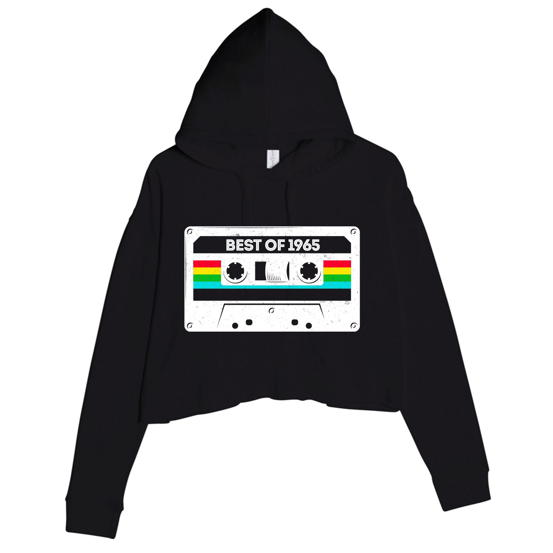 Best Of 1965 Retro 60th Birthday Mixtape Crop Fleece Hoodie