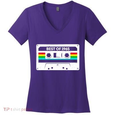 Best Of 1965 Retro 60th Birthday Mixtape Women's V-Neck T-Shirt
