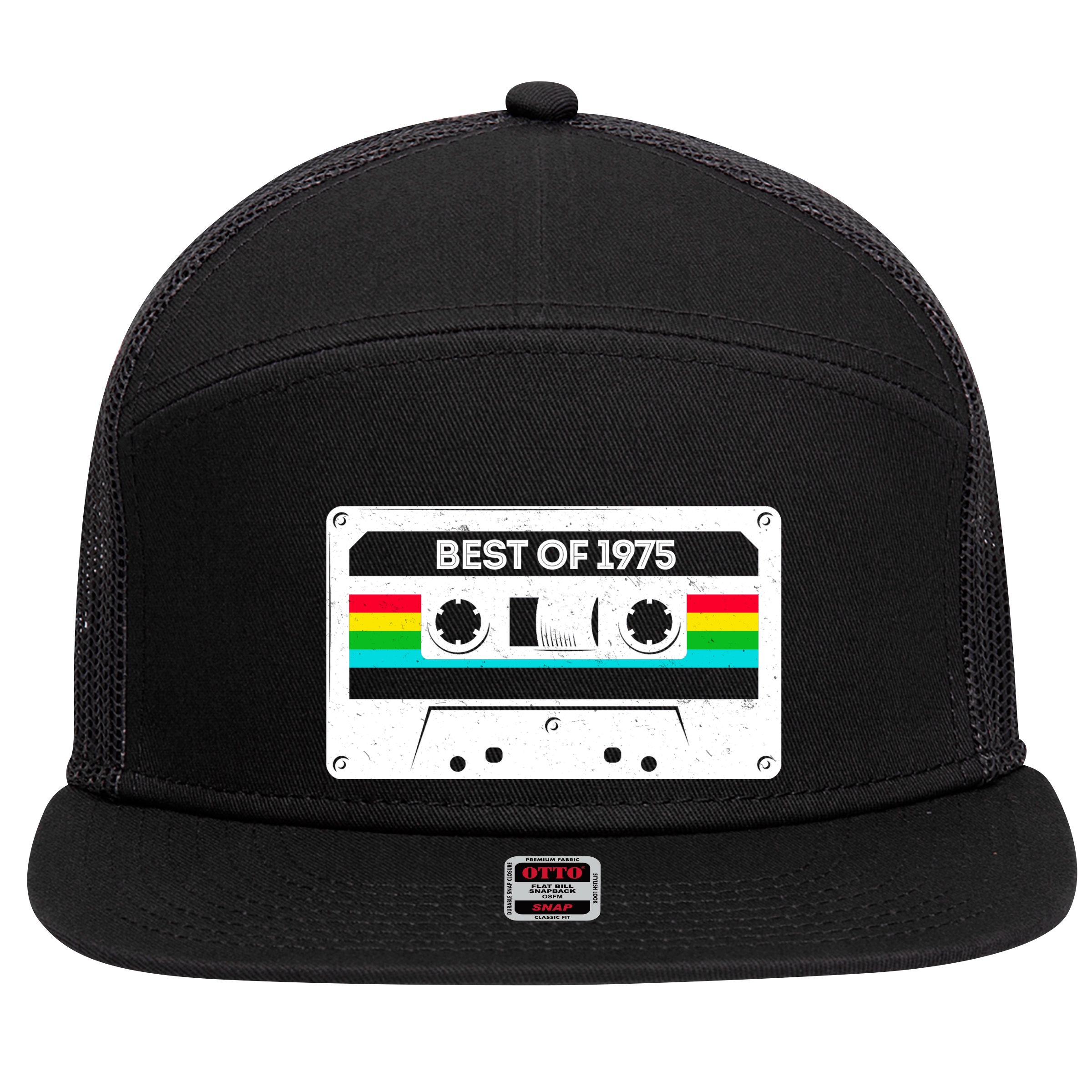 Best Of 1975 Retro 50th Birthday Mixtape 7 Panel Mesh Trucker Snapback Hat
