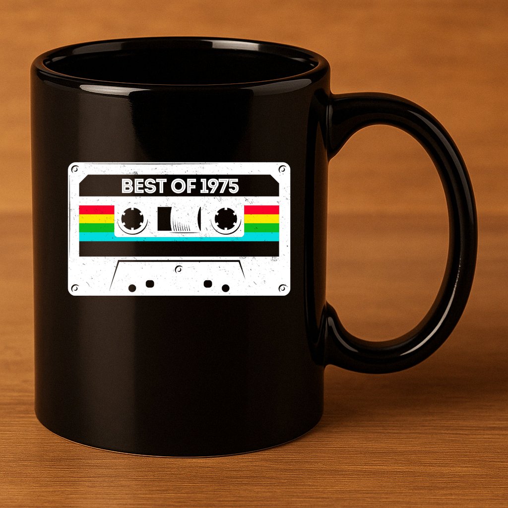 Best Of 1975 Retro 50th Birthday Mixtape 11oz C Handle Ceramic Mug