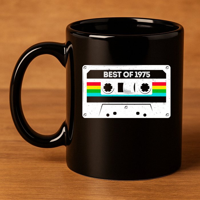 Best Of 1975 Retro 50th Birthday Mixtape 11oz C Handle Ceramic Mug