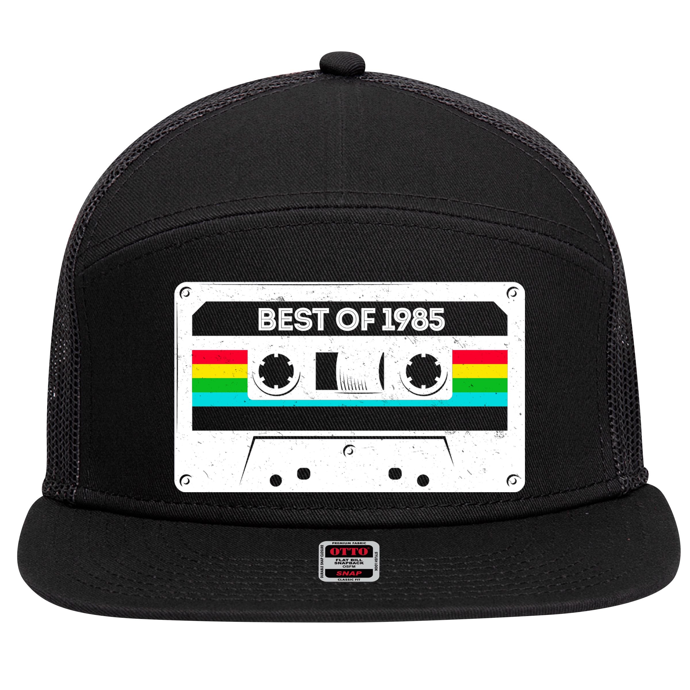 Best Of 1985 Retro 40th Birthday Mixtape 7 Panel Mesh Trucker Snapback Hat