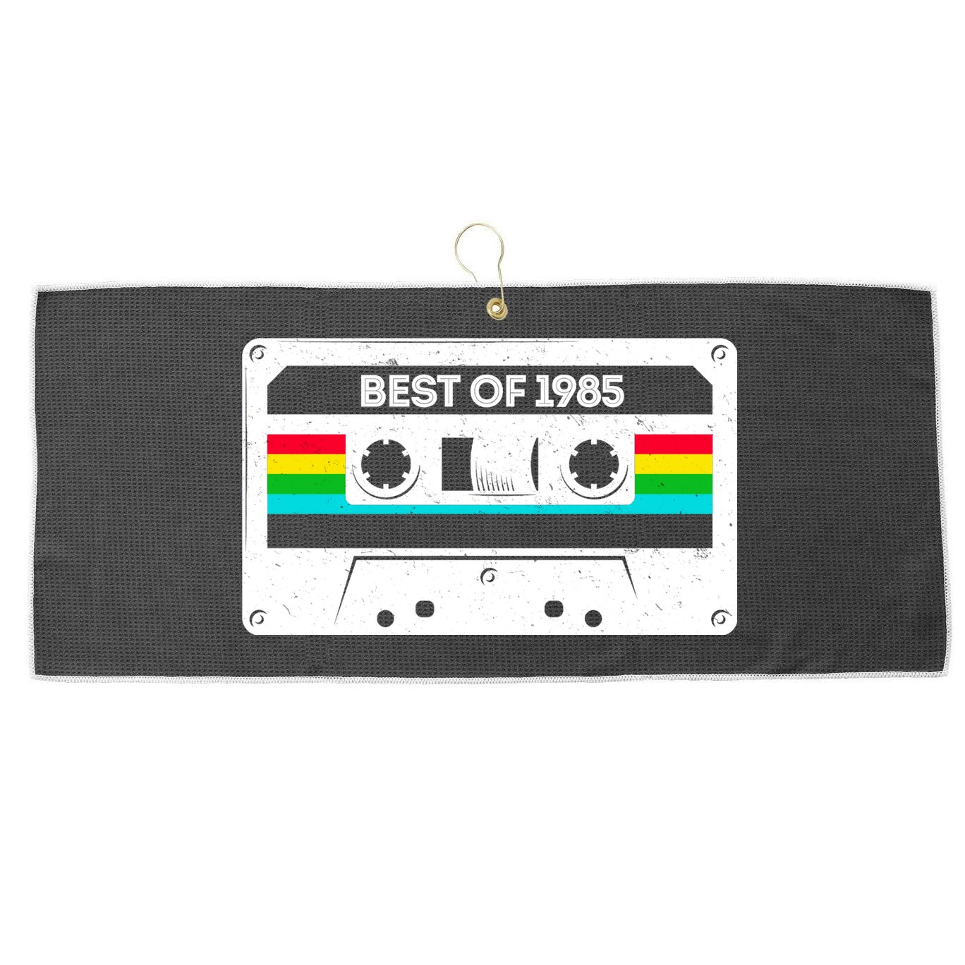 Best Of 1985 Retro 40th Birthday Mixtape Large Microfiber Waffle Golf Towel