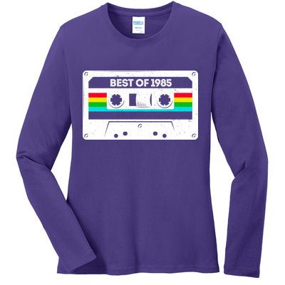 Best Of 1985 Retro 40th Birthday Mixtape Ladies Long Sleeve Shirt