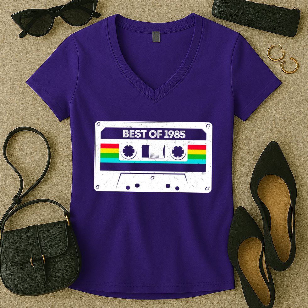 Best Of 1985 Retro 40th Birthday Mixtape Women's V-Neck T-Shirt