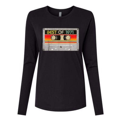 Best Of 1971 52th Birthday Gifts Cassette Tape Vintage Womens Cotton Relaxed Long Sleeve T-Shirt