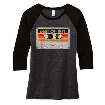 Best Of 1971 52th Birthday Gifts Cassette Tape Vintage Women's Tri-Blend 3/4-Sleeve Raglan Shirt