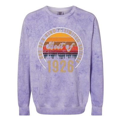 Best Of 1926 Birthday Gift 96 Years Old Colorblast Crewneck Sweatshirt