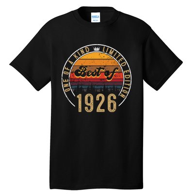 Best Of 1926 Birthday Gift 96 Years Old Tall T-Shirt