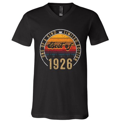 Best Of 1926 Birthday Gift 96 Years Old V-Neck T-Shirt