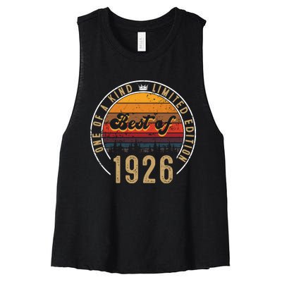 Best Of 1926 Birthday Gift 96 Years Old Women's Racerback Cropped Tank