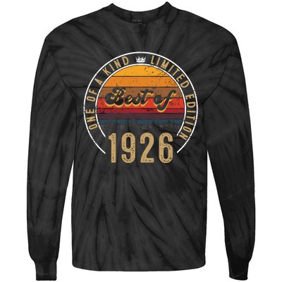 Best Of 1926 Birthday Gift 96 Years Old Tie-Dye Long Sleeve Shirt